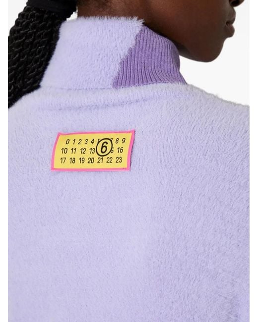 MM6 by Maison Margiela Purple Roll-Neck Panelled Sweater