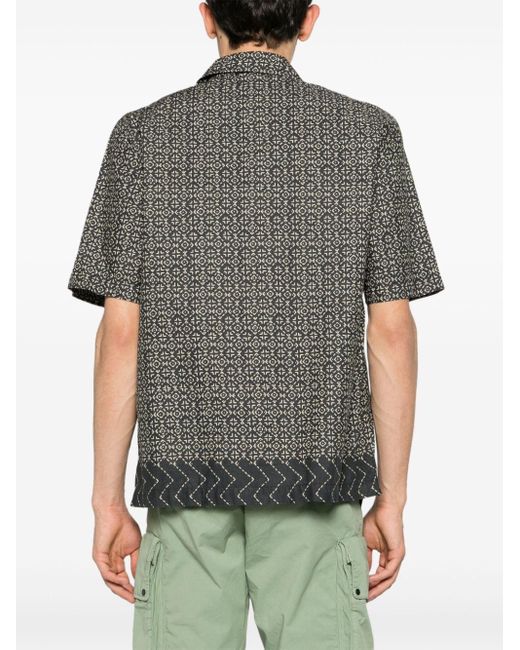 C P Company Gray Baja-print Cotton Shirt for men