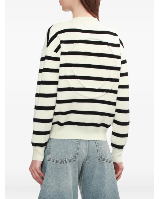 Joshua Sanders White Stripe Smiley Cardigan