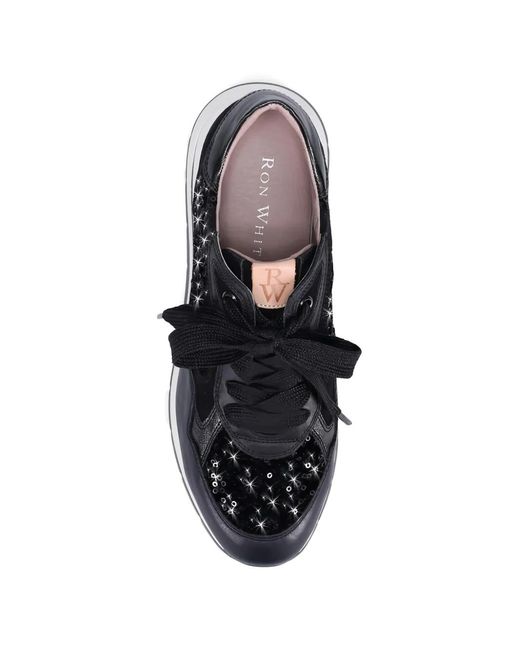 Ron White Black Zara Sequin-Embellished Panelled Sneakers