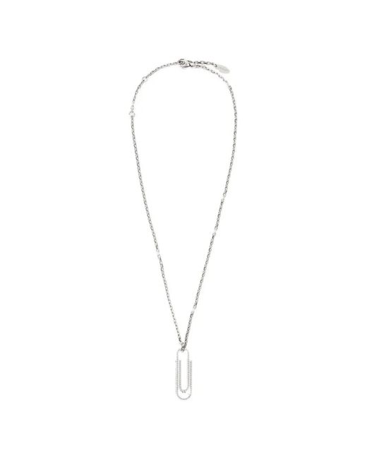 Off-White c/o Virgil Abloh White Strass-Set Paperclip Necklace