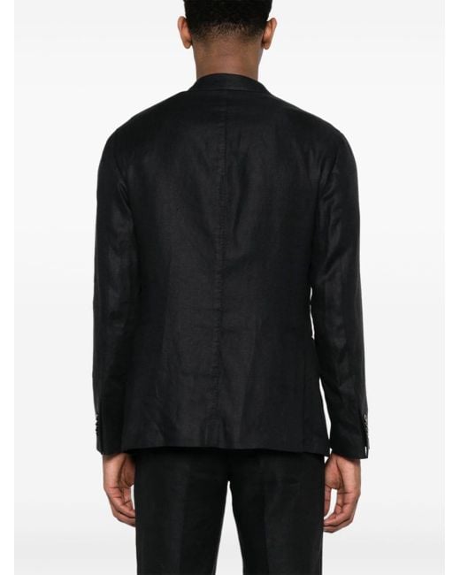 Boglioli Black Single Breasted Linen Suit for men