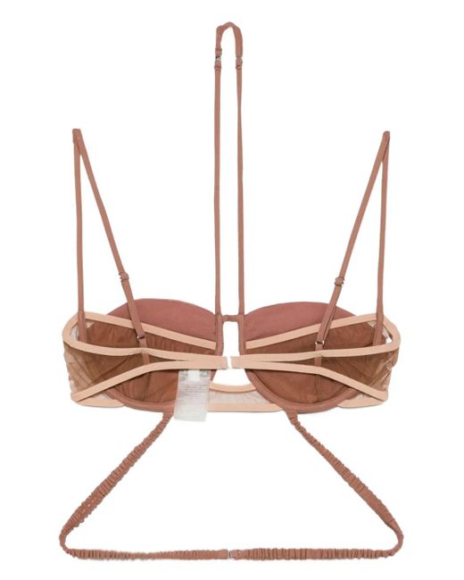 Nensi Dojaka Multicolor Draped Bikini Top