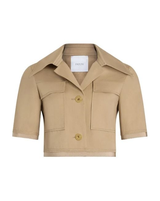 Patou Natural Short-Sleeved Cotton Cropped Jacket