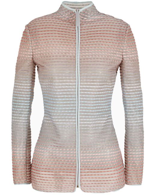 Giorgio Armani Pink Striped Contrast-trim Jacket