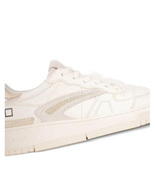 Date White Torneo Glitter-Panelled Leather Sneakers
