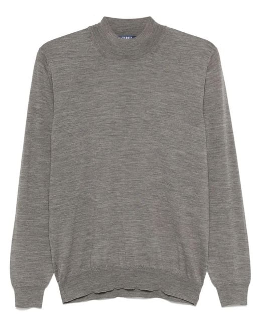 Fedeli Gray Derby Virgin Wool Sweater for men