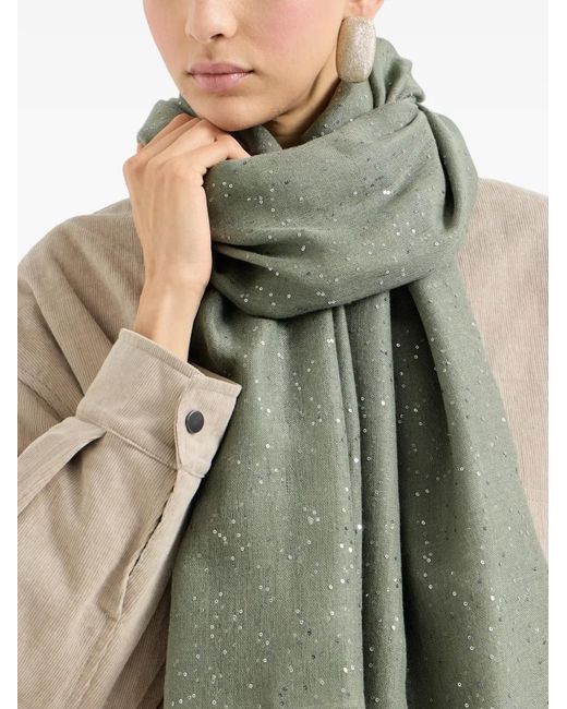 Sciarpa Con Frange di Brunello Cucinelli in Green