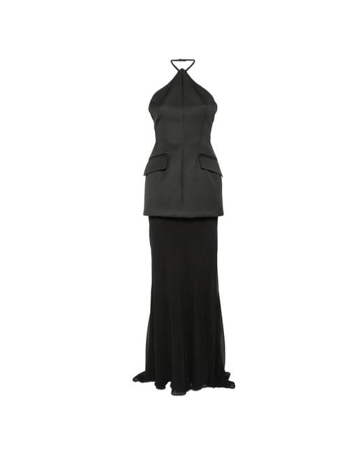 Sportmax Black Robe Longue Spxpinne À Dos Nu