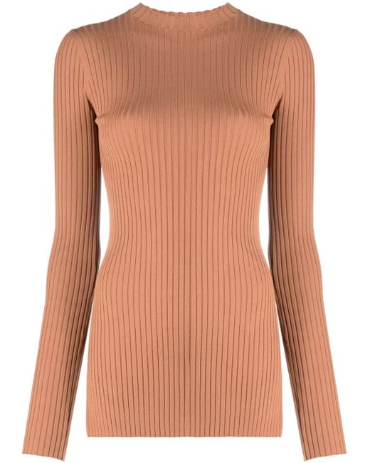 Nanushka Brown Bardia Ribbed Knitted Top