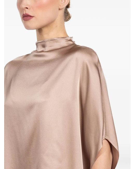 LAPOINTE Natural Satin Cape Blouse