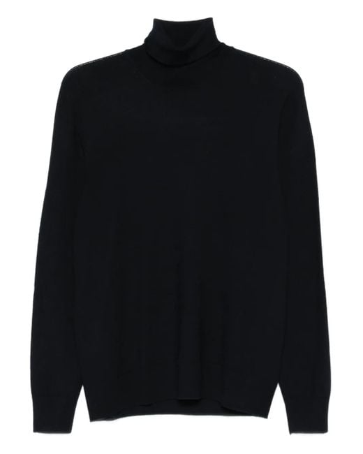 Gran Sasso Black Roll-Neck Sweater for men