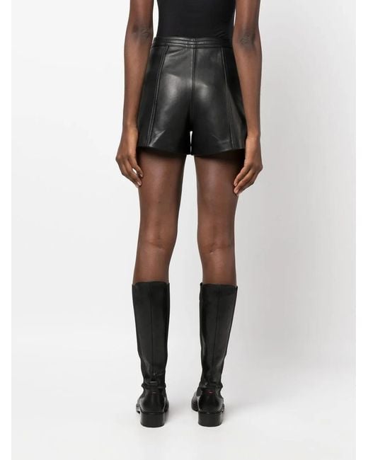 Maje Black Logo-Plaque Leather Shorts
