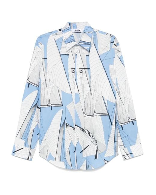 メンズ MSGM Sail Race シャツ Blue