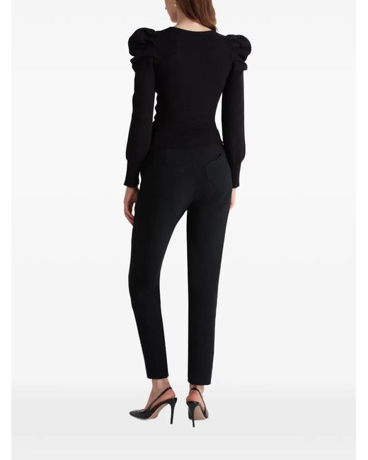 Violante Nessi Black Puffed-Shoulder Ribbed-Knit Sweater