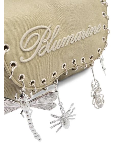 Blumarine White Embroidery Charm Shoulder Bag