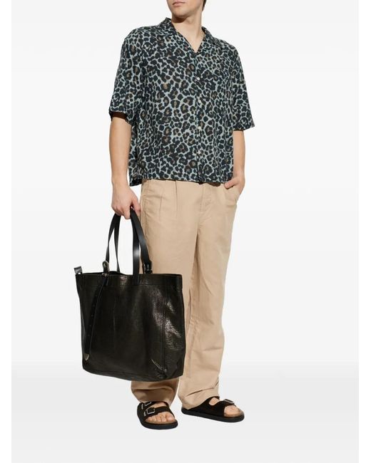 AllSaints Gray Leopard-Pattern Pocket Shirt for men