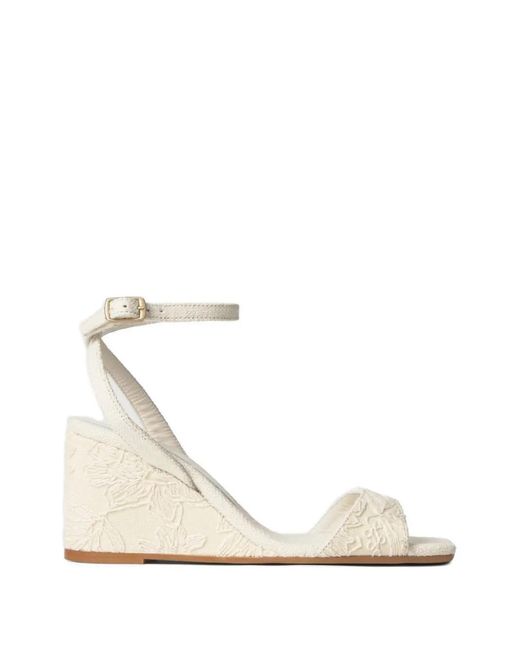 Castaner White Brunella Floral-Jacquard Wedge Sandals