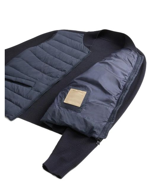 Woolrich Blue Hyvrid Quilted Bomber Jacket