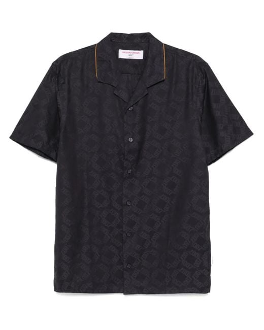 Orlebar Brown Black Hibbert 007 Monogram Shirt for men