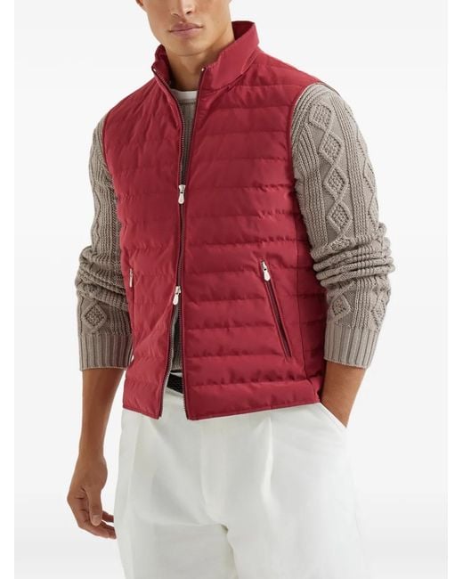 Brunello Cucinelli Red Down Vest for men