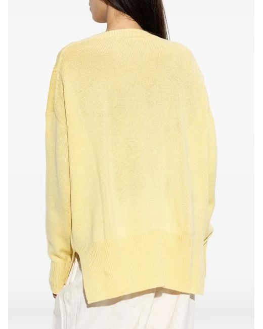 Jil Sander Yellow Ribbed-Knit Side-Slit Sweater