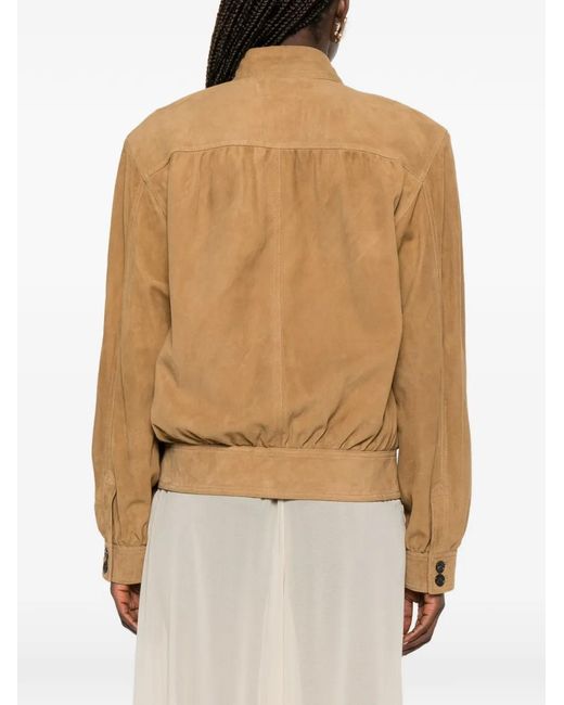 Saint Laurent Natural Suede Buttoned Jacket