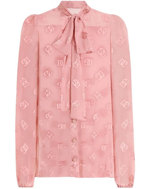 Dolce & Gabbana Pink Hemd Mit Logo-Devoré