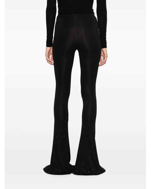 Patrizia Pepe Black Rhinestone-Embellished Flared Trousers