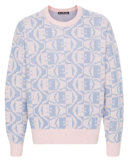 Acne Blue Pullover mit Face-Jacquard