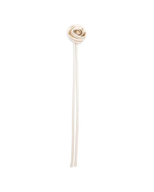 Max Mara White Mxamoschea Floral-Appliqué Brooch
