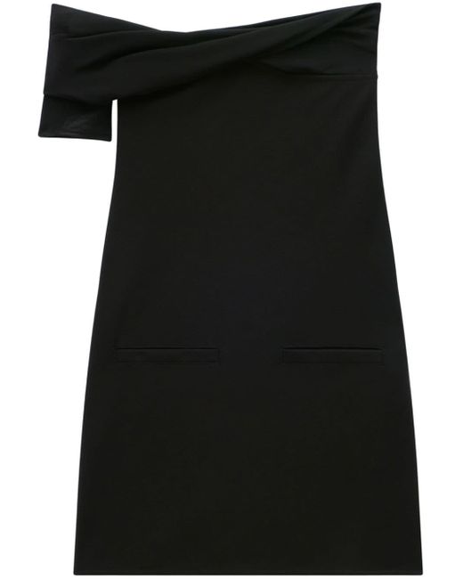 Courreges Black Twist-front Off-shoulder Crepe Minidress