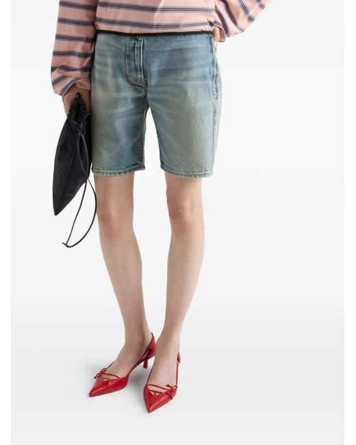 Prada Blue Washed-Denim Bermudas