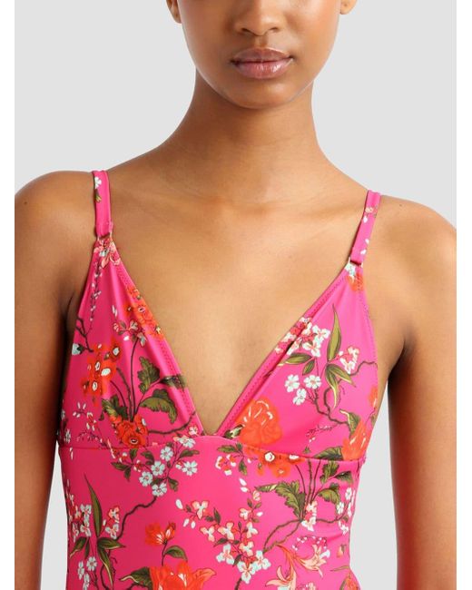 Erdem Pink Floral-print Swimsuit