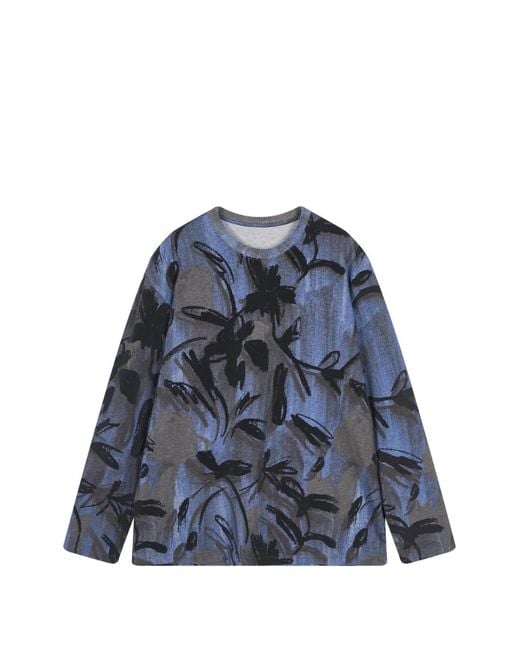 JNBY Blue Rose-Print Long-Sleeve T-Shirt