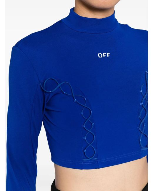 Off-White c/o Virgil Abloh Blue Lace-Up Crop Top