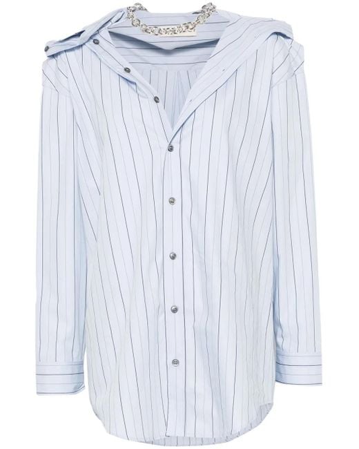 Y. Project Blue Organic Cotton Striped Draped Shirt
