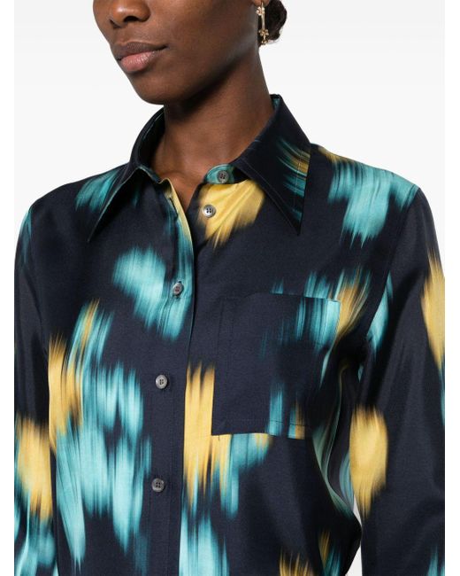 Lanvin Blue Printed Regular Fit Shirt
