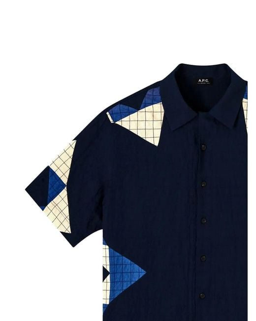 A.P.C. Blue Chemise À Design Patchwork for men