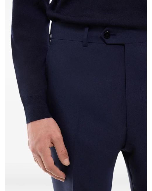 Fursac Blue Pressed-Crease Tailored Trousers for men
