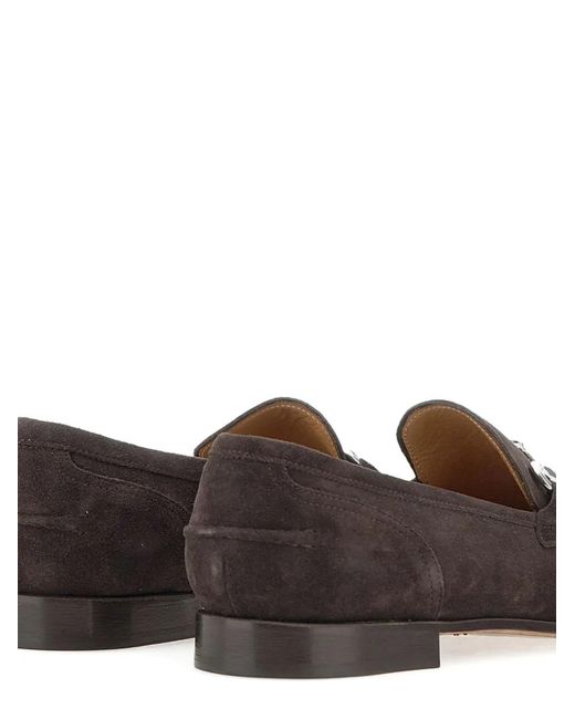 Duca Degli Abruzzi Brown Almond-Toe Suede Loafers for men
