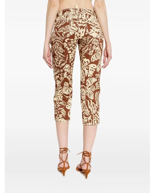 DSquared² Natural Pantalon À Slogan Imprimé