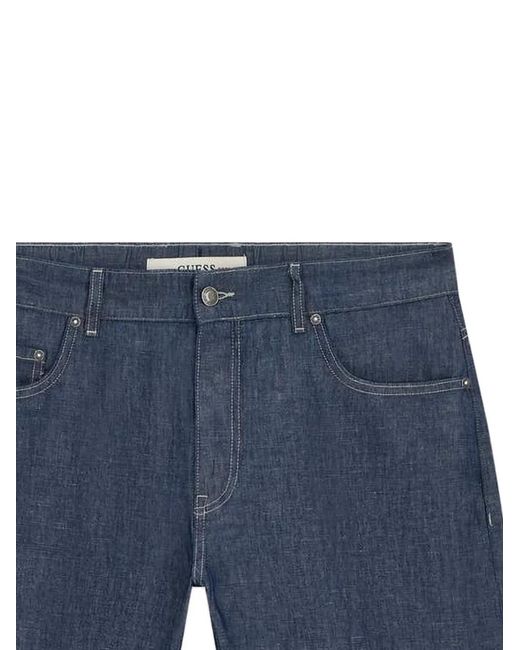 Guess Blue Logo-Patch Denim Shorts for men