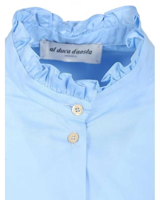 Al Duca D'aosta Blue Rouche Cotton Shirt