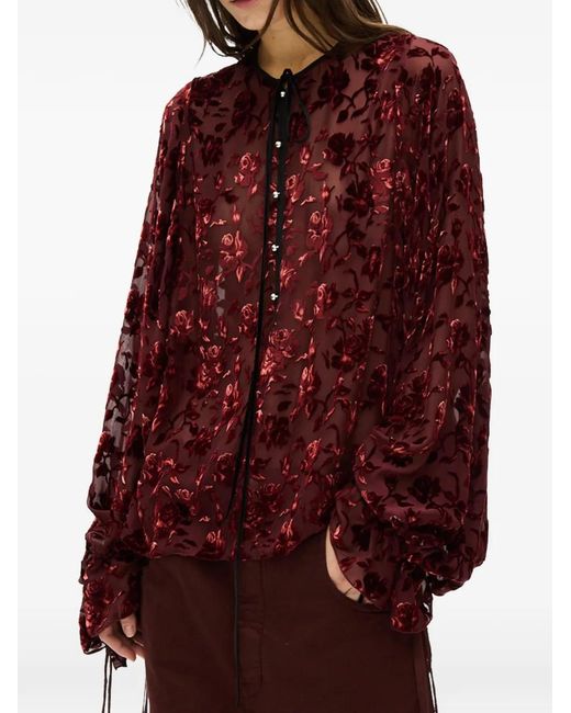 Blusa Devoré di Ann Demeulemeester in Purple