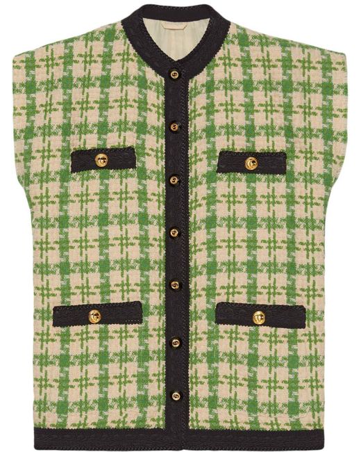 Gucci Green Houndstooth Gilet