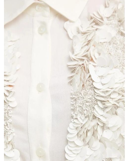 Bruuns Bazaar Natural Sequin-Embellished Collared Shirt