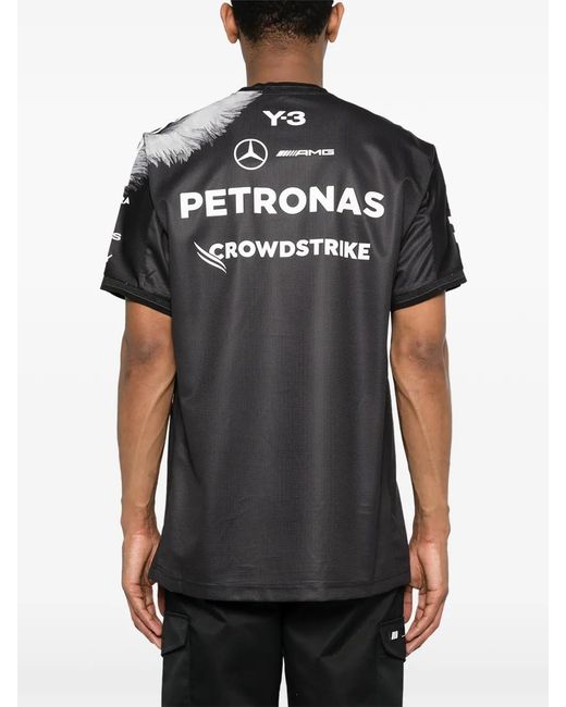 Y-3 Black X Mercedes-Amg Petronas F1 Print-Detail T-Shirt for men