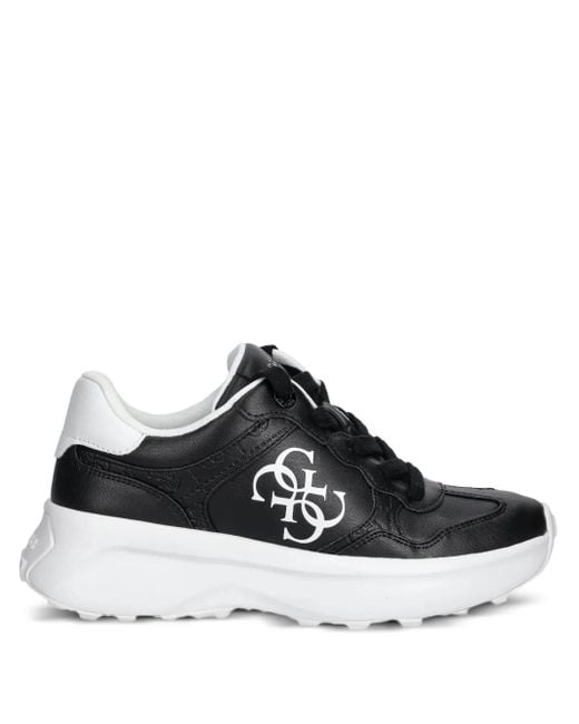 Guess Black Logo-Plaque Leather Sneakers