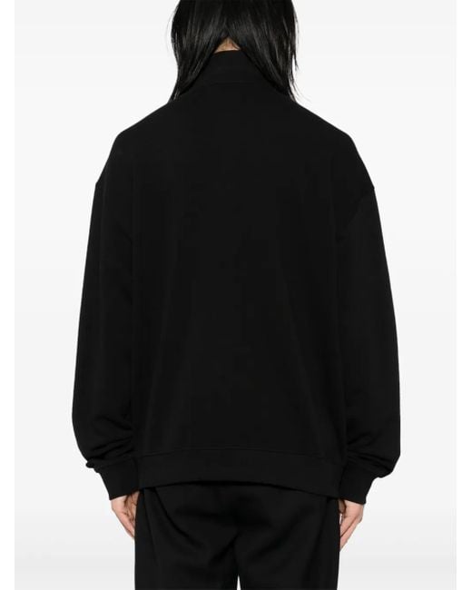 HUGO Black Zip-Neck Logo Print Sweatshirt for men